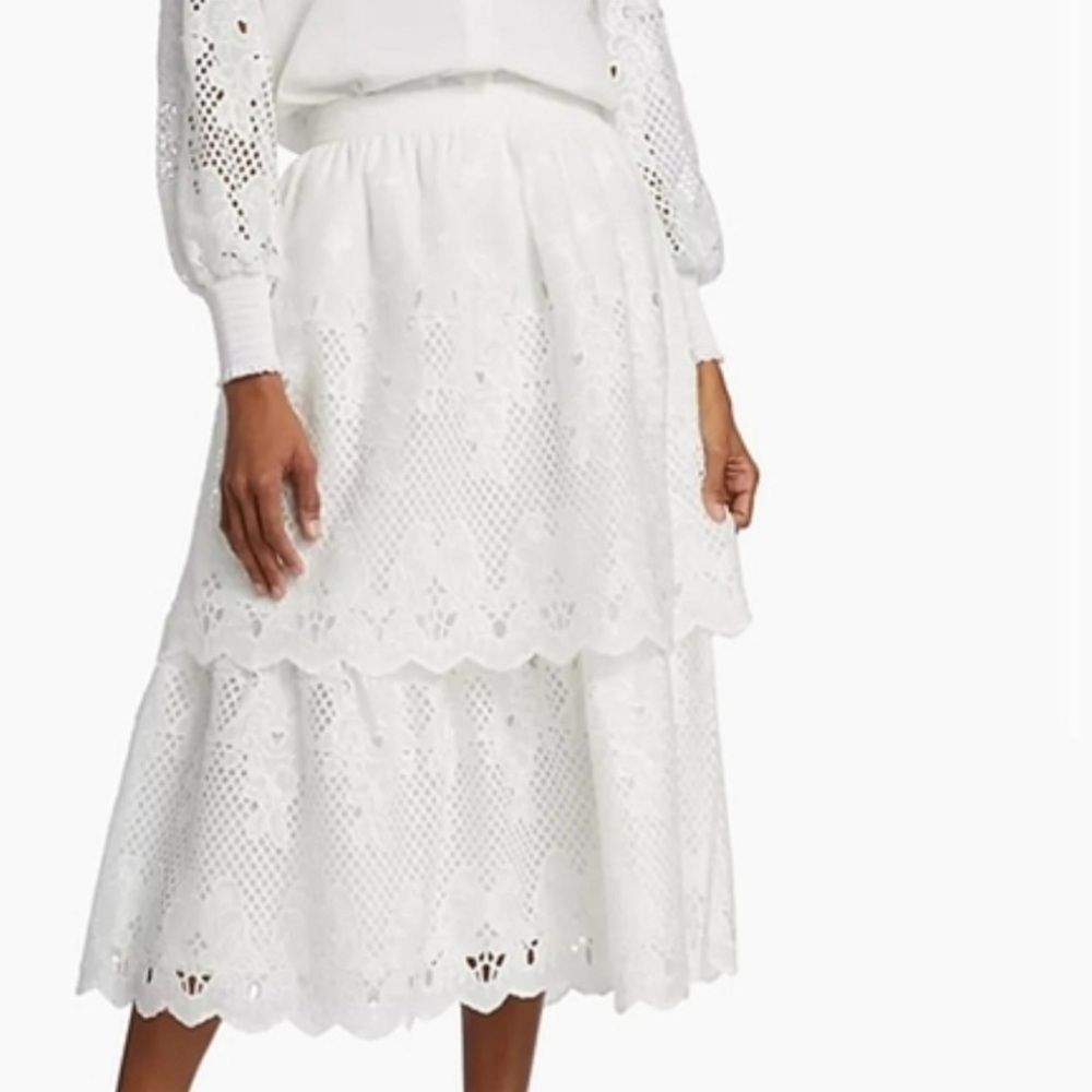 Elie Tahari White Lace Maxi Skirt